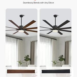72 Inch Ceiling Fan with Light 6-Speed Remote Control Reversible Motor Black