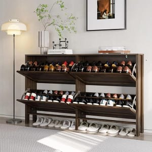 Narrow Freestanding Shoe Cabinet with 4 Flip Drawers - Hidden Rack Organizer for Entryway Customized,Customized