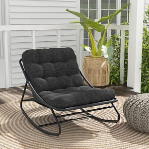 Outdoor Rocking Chair, Padded Cushion Recliner Rocker for Front Porch Sunroom Patio Backyard